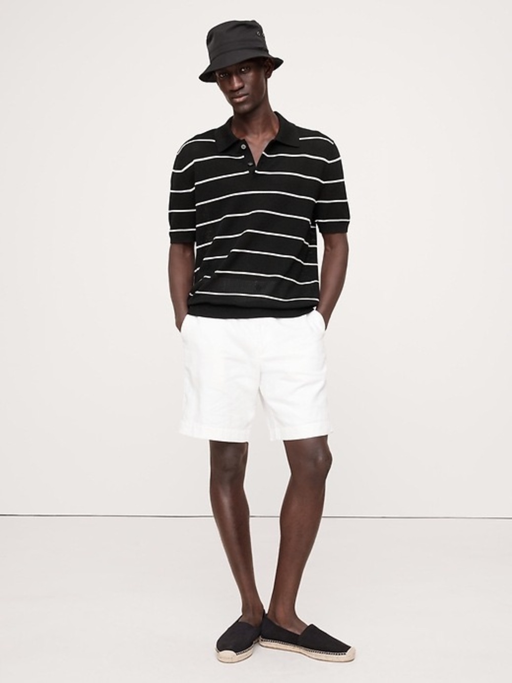 BANANA REPUBLIC SUPERFINE COTTON MESH SWEATER POLO